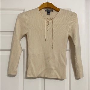 Yellow ribbed Saks Fifth Avenue sweater. Size S